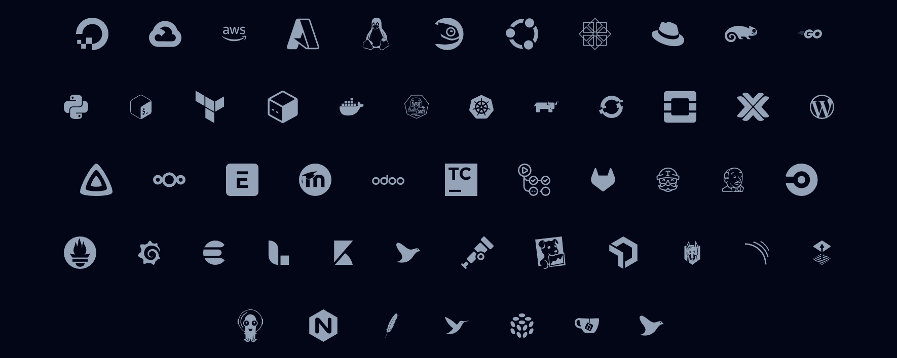 Tools and Technologies we work with including AWS, Docker, Kubernetes, Python, and many more